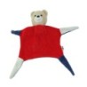 Doudou plat Ours rouge bleu Grelot BDB (26169)