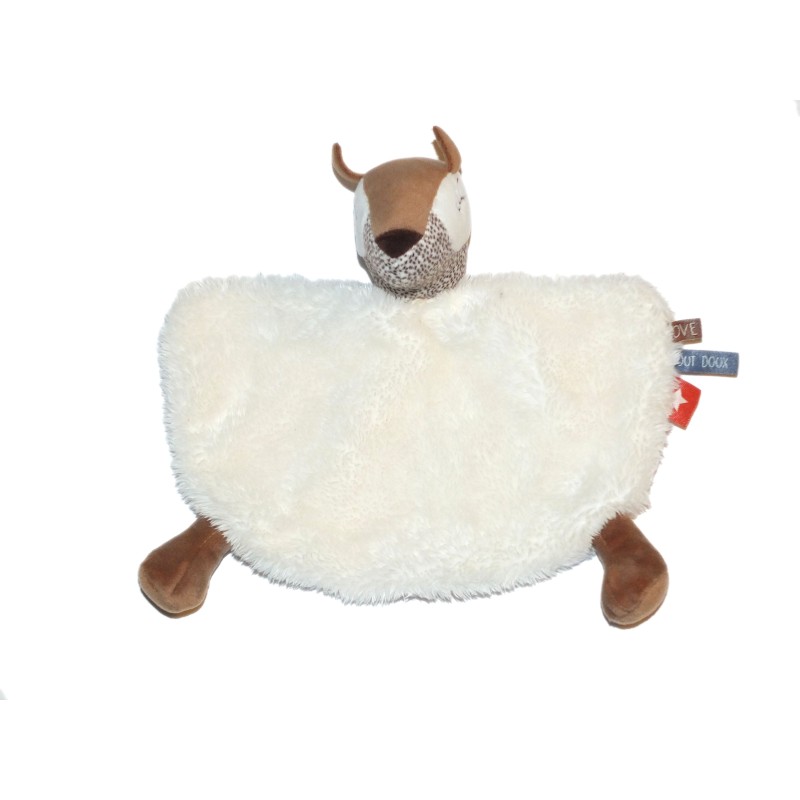 Doudou plat blanc Faon Tape à l'Oeil Love Tout Doux (26883)