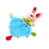 Doudou plat Lapin bleu vert Foulard jaune Logitoys (25931)