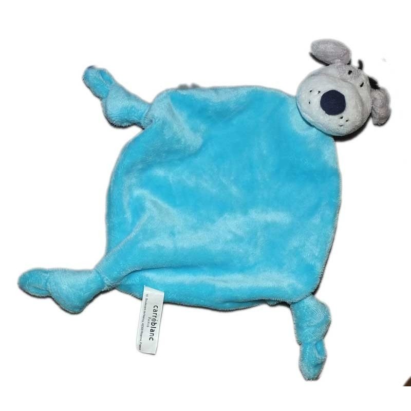Carréblanc Doudou plat Chien bleu Carré blanc  (15345)