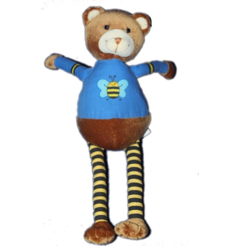 OBAIBI OKAIDI Doudou Ours marron bleu abeille 26 cm (14876)