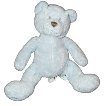 OBAIBI OKAIDI Doudou Ours bleu ciel assis 18 cm (14869)