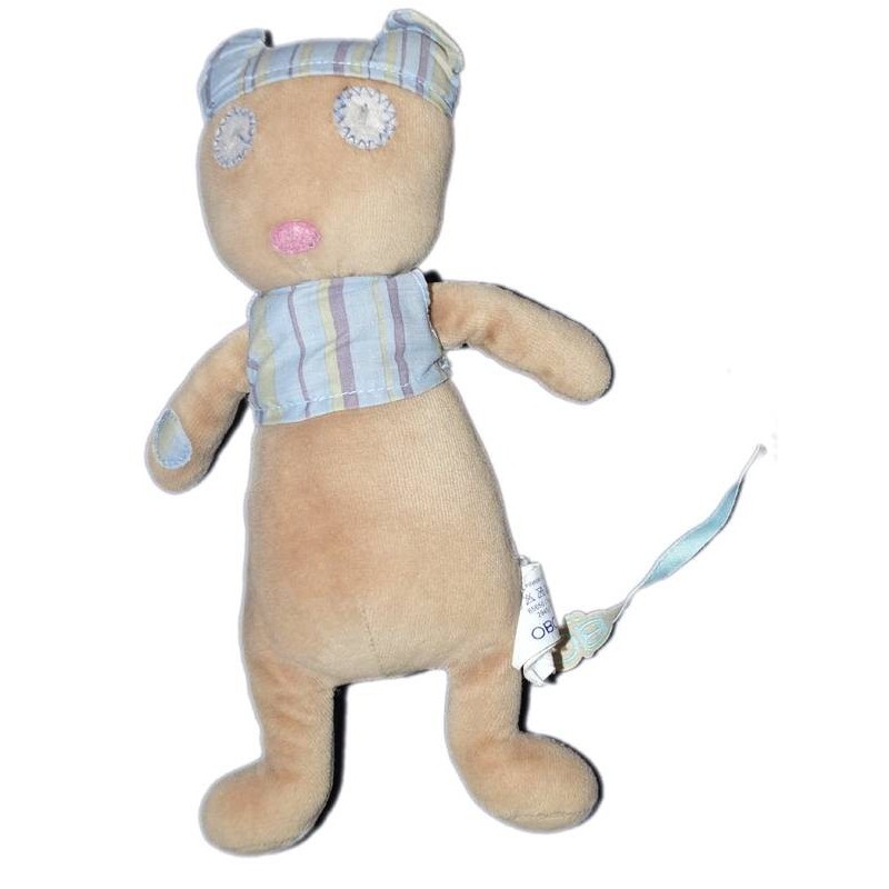 OBAIBI OKAIDI Doudou Chat Ours beige marron gris bleu Pirate 28 cm (14868)