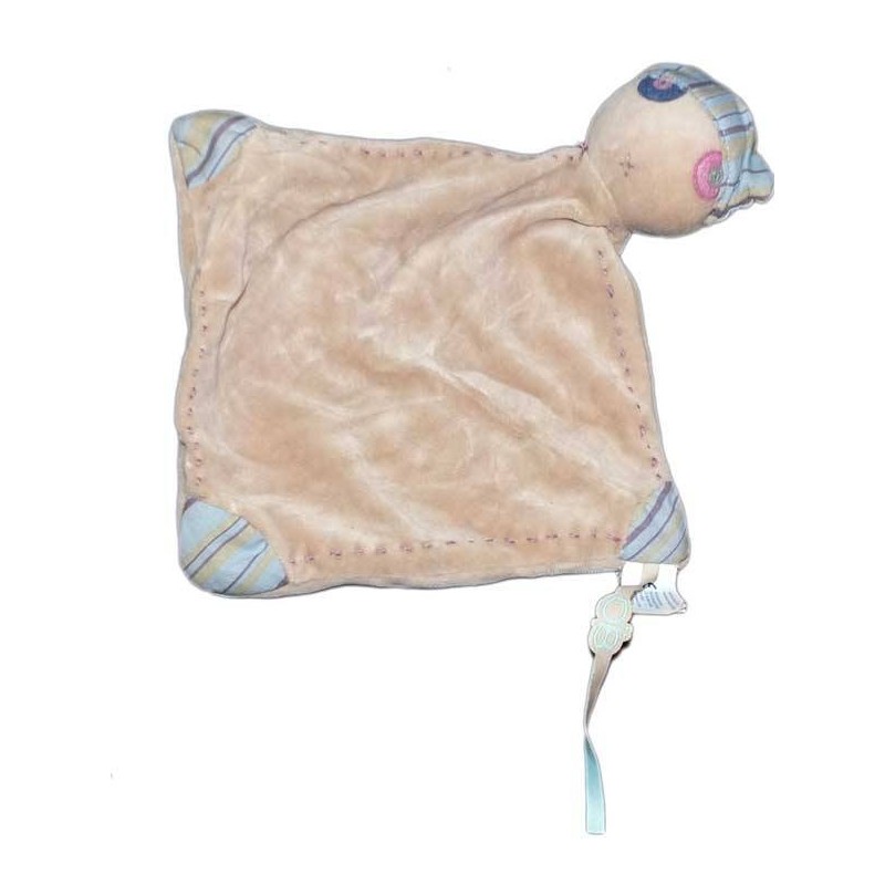 Doudou plat Chat pirate gris beige OBAIBI (14818)