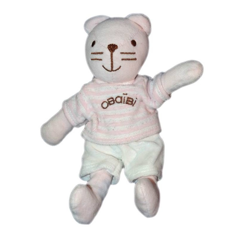 OBAIBI OKAIDI Doudou chat rose 22 cm (14885)
