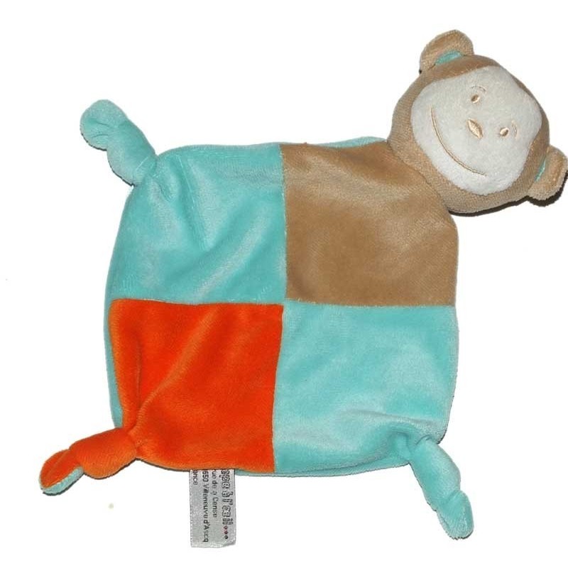 TAPE A L'OEIL - Doudou plat singe bleu orange gris TAO (15687)