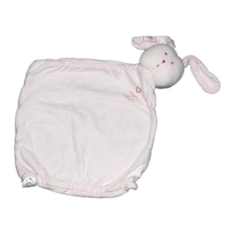 Doudou plat Lapin rose Mon Coeur Petit bateau (15495)