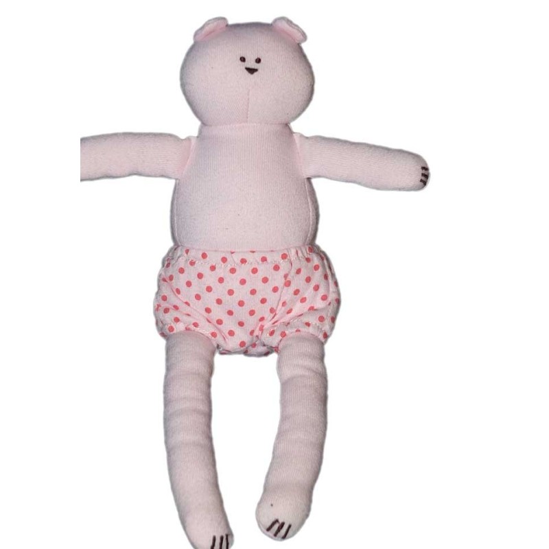 Doudou tissu Lapin rose Mon Coeur Petit bateau Short pois (15496)