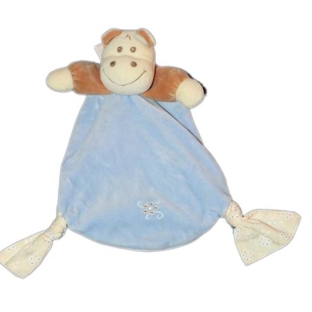 Doudou plat Hippopotame bleu beige Takinou (15370)