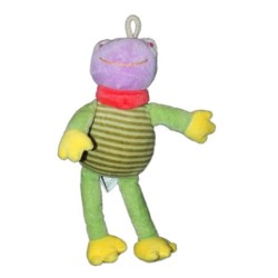 Doudou Peluche Grenouille mauve vert Rayures - PLAYKIDS - CMI  - H 28 cm (13048)