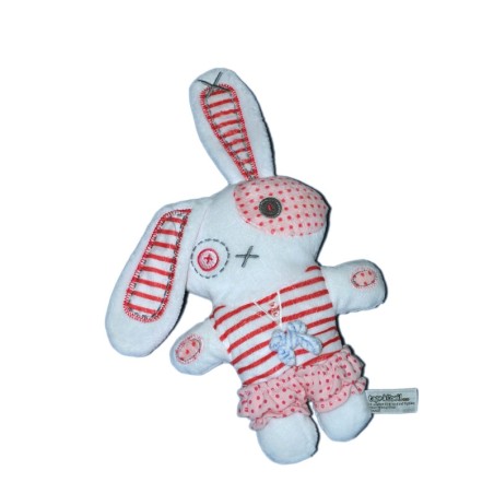 Doudou LAPIN blanc rose rouge - TAPE A L'OEIL (11581)