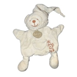 DOUDOU ET COMPAGNIE - Doudou Bio Ours blanc marron Poche Coeur (13437)