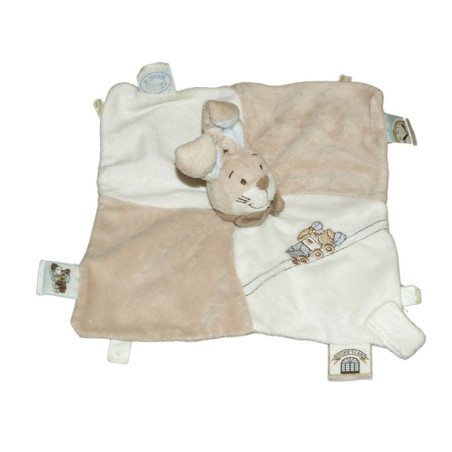 Doudou plat Oscar Lapin beige blanc Noukies Nouikie s Train (12493)