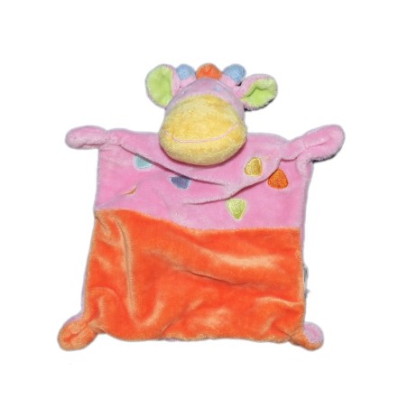 Doudou plat Girafe rose orange Mots d'Enfants (12706)
