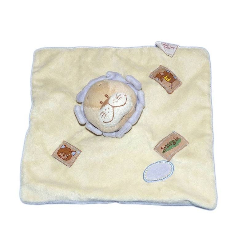 Doudou plat Lion jaune mauve Bengy Jungle (14646)