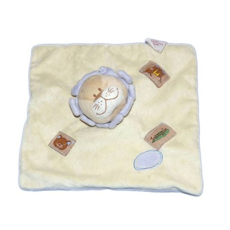 Doudou plat Lion jaune mauve Bengy Jungle (14646)