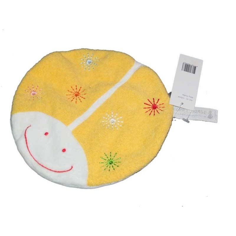 Doudou plat rond jaune Milly Tuttle Happy Horse flocons sourire (14764)