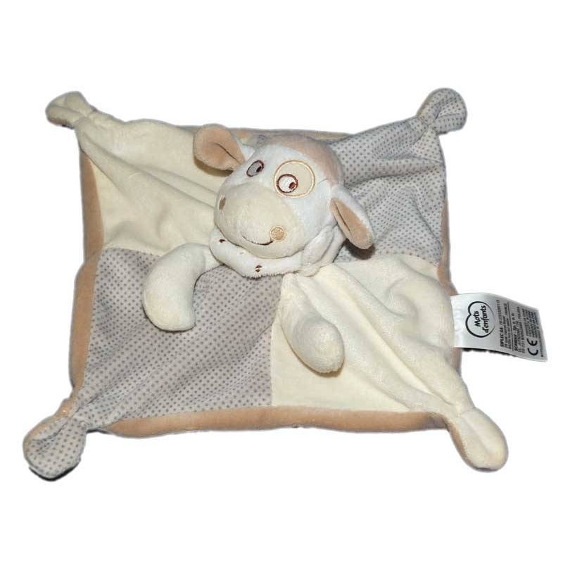Doudou Plat Mouton Agneau beige pois MOTS D ENFANTS Siplec (14733)
