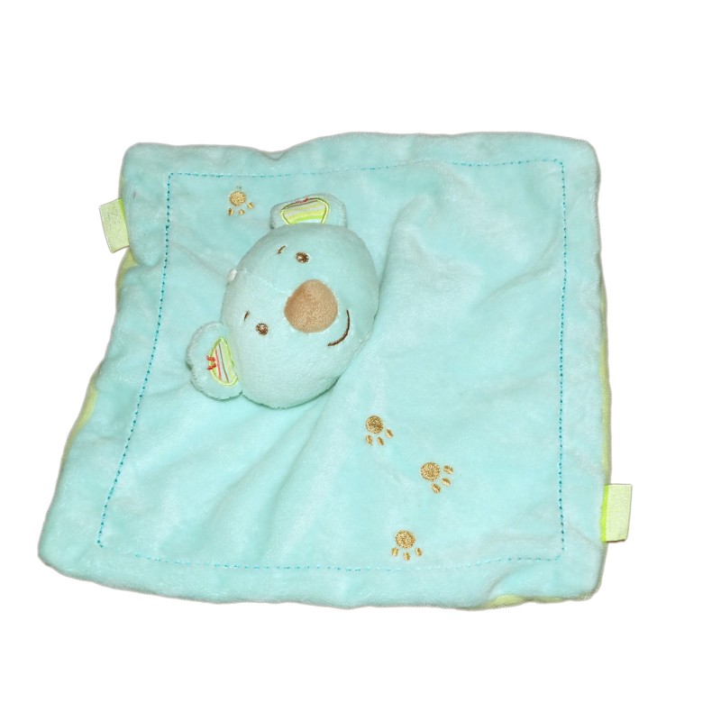 Doudou plat Ours Koala Panda Infiniment Zen SYSTEME U Bleu turquoise vert  (11148)