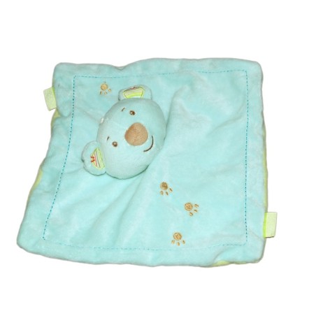 Doudou plat Ours Koala Panda Infiniment Zen SYSTEME U Bleu turquoise vert  (11148)