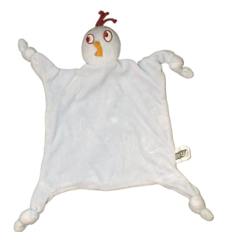 Doudou plat bleu poule Influx (14618)