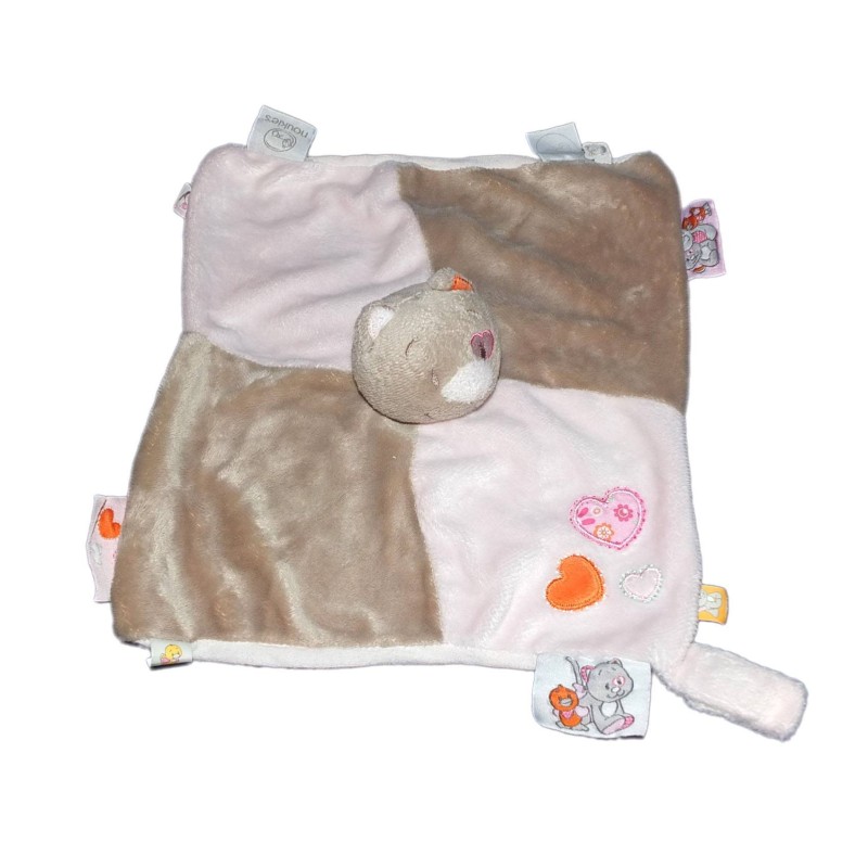 Doudou plat chat Iris gris rose Noukie's Noukies (14459)