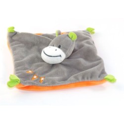 Doudou plat Cheval Gris orange vert U Tout Petits Systeme U (23644)