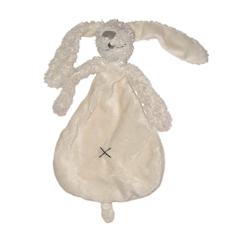 Doudou plat lapin blanc croix Happy Horse (24487)