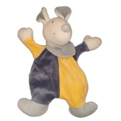 Doudou Souris bleue jaune Grelot Fehn Baby (23715)