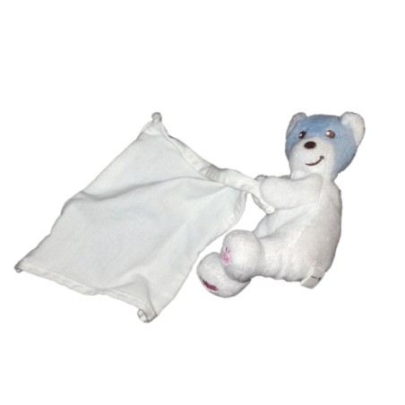 Doudou Ours bleu blanc Mouchoir Laboratoires Rivadis (21700)
