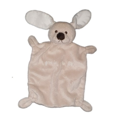 Doudou Lapin gris beige nez marron Grain de Ble (22189)