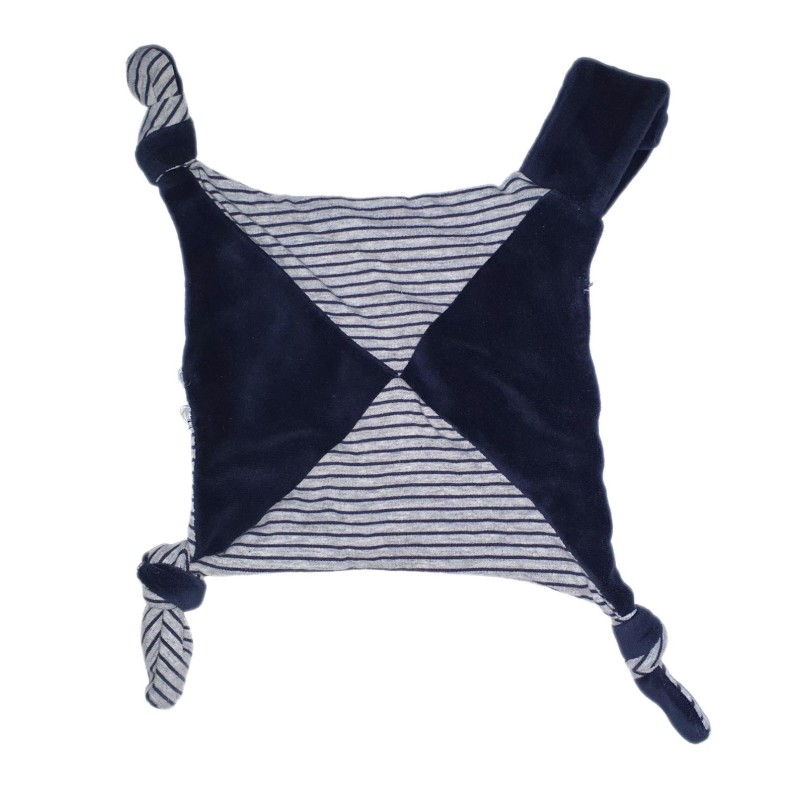 Doudou lat bleu marine rayures 3 noeuds Attache tetine Absorba (24764)