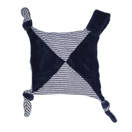 Doudou lat bleu marine rayures 3 noeuds Attache tetine Absorba (24764)