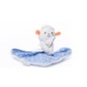 Doudou Plat Mouton agneau blanc bleu orange pois Mouchoir Auchan Baby (28496)