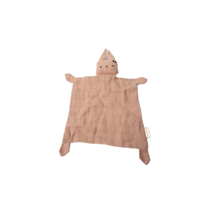 Doudou Plat Carré Lapin Blé doré Fabelab® Mousseline Coton Bio GOTS - Bébé bio (28497)