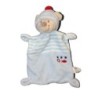 Doudou plat ours bleu blanc rayures poisson étoiles Vetir bonnet pompon rouge (28526)