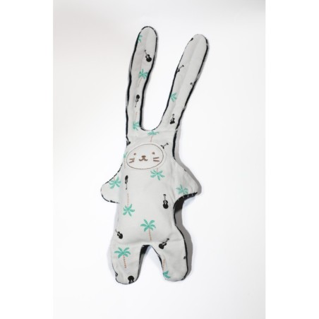 Doudou Lapin bleu marine blanc palmiers guitares Catimini 35 cm (28202)