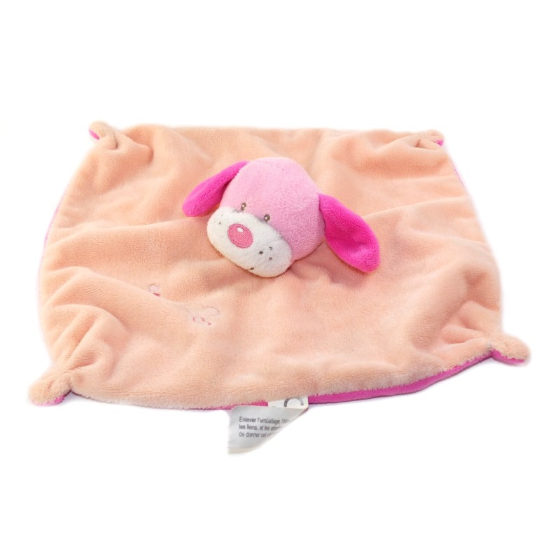 Doudou plat chien rose orange Cour Maxita (25924)