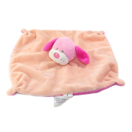 Doudou plat chien rose orange Cour Maxita (25924)