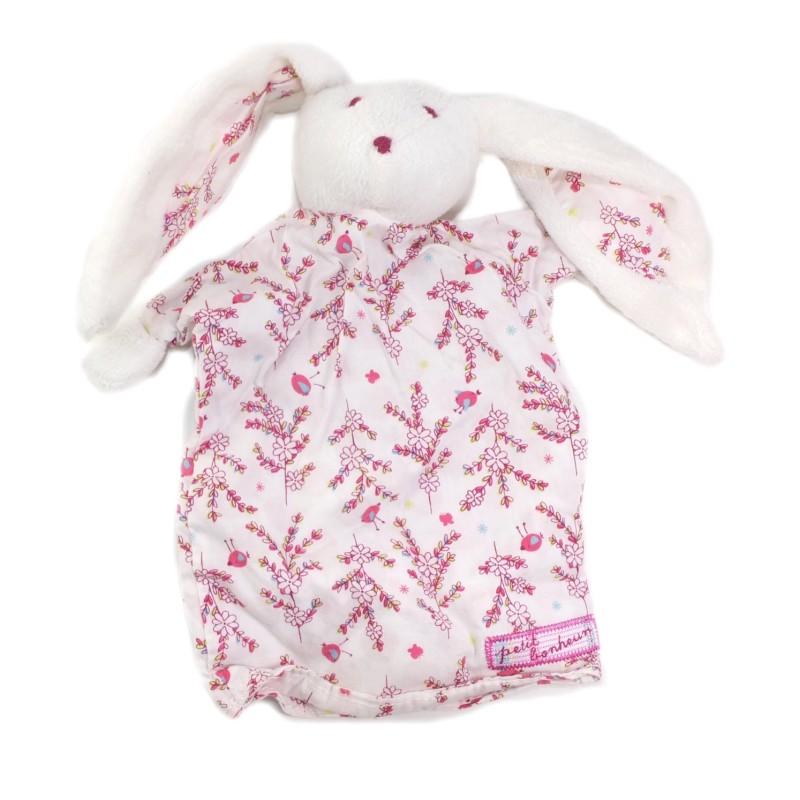 Doudou marionnette lapin blanc Petit Bonheur SERGENT MAJOR (25701)