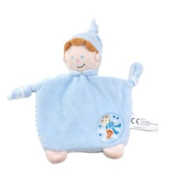Doudou plat Garcon Lutin bleu blanc rayures Maxita (25943)