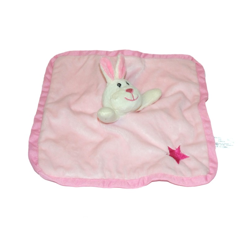 Doudou plat Lapin rose Etoile Zeeman Grelot (27303)