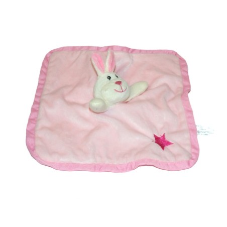 Doudou plat Lapin rose Etoile Zeeman Grelot (27303)