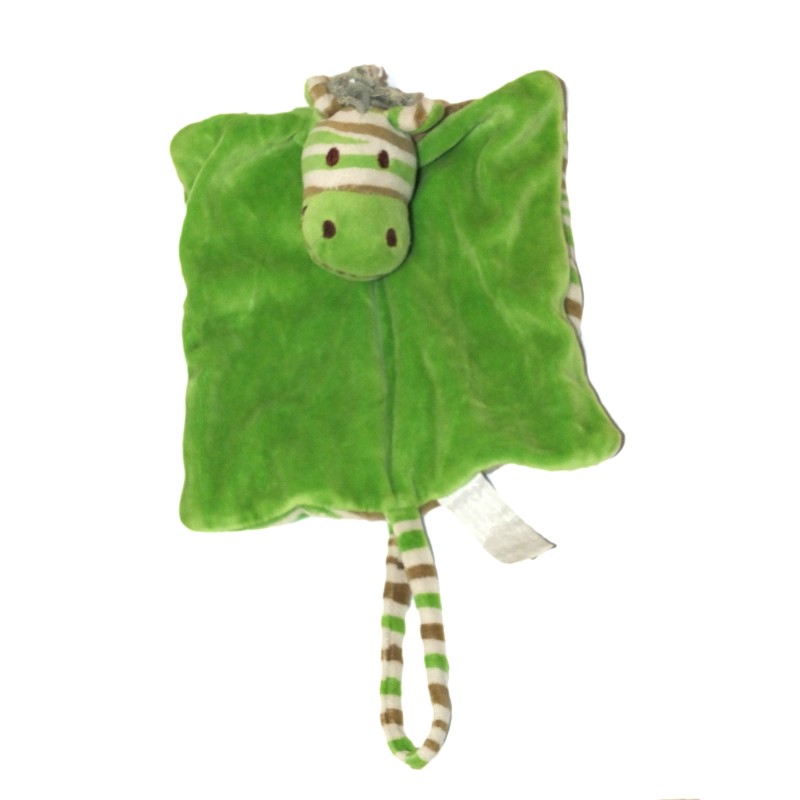 Doudou plat Zèbre vert Happy Horse rayures (27606)