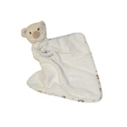 Doudou ours bleu beige Mouchoir blanc Petipouce (27468)