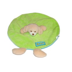 Doudou plat rond chien vert bleu Baby Maxita (26782)