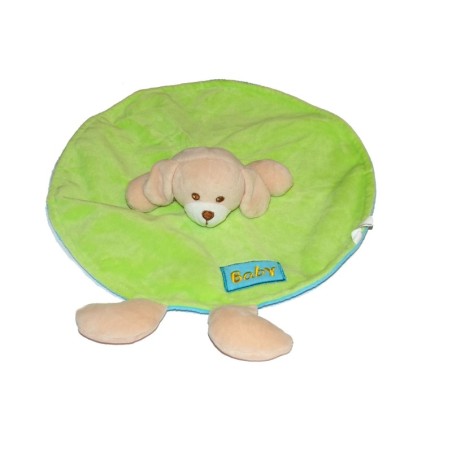 Doudou plat rond chien vert bleu Baby Maxita (26782)