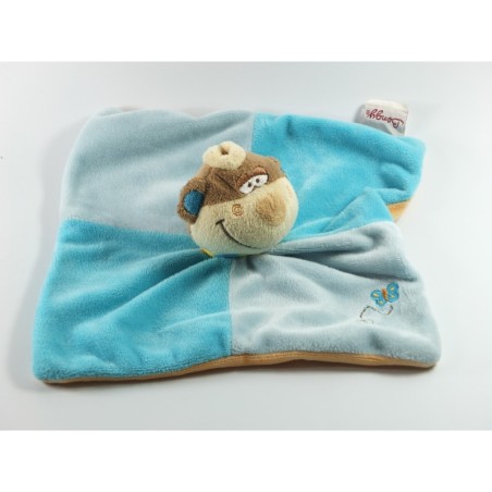 Doudou plat singe bleu orange Bengy papillon 2008 (18601)