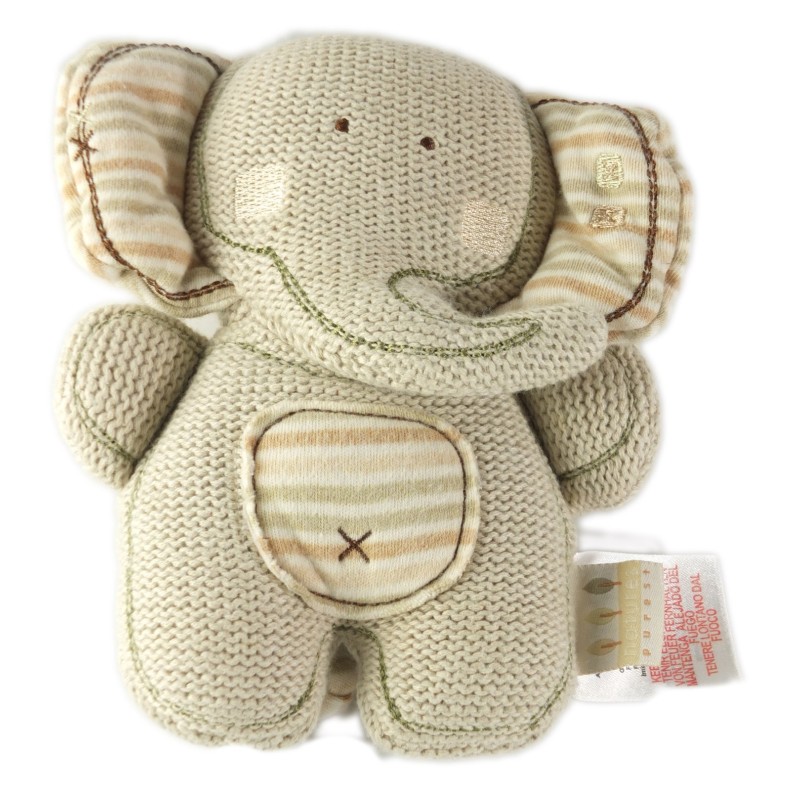 Doudou Tricot Elephant gris Natures Pures 16 cm (18578)