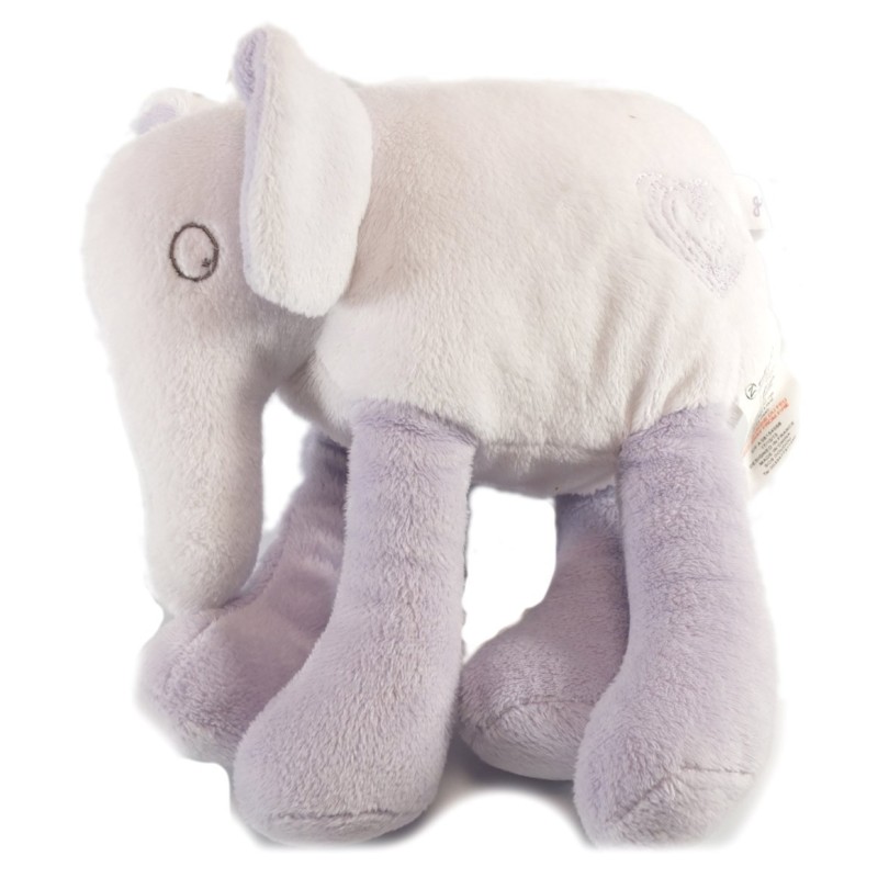 Doudou Elephant blanc mauve Grain de Blé 18 cm (17551)
